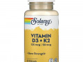 Solaray, Витамин D3 + K2, Soy-Free, 60 капсул