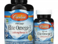 Carlson Labs, Wild Caught, Elite Omega-3 Gems, отборные омега-3 кислоты, натуральный лимонный вкус, 1600 мг, 90 +30 мягких таблеток