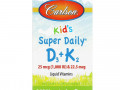 Carlson Labs, Super Daily D3+K2 для детей, 25 мкг (1000 МЕ) и 22,5 мкг, 10,16 мл (0,34 жидк. унции)