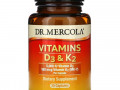 Dr. Mercola, витамины D3 и K2, 30 капсул