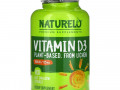 NATURELO, витамин D3, на растительной основе, 125 мкг (5000 МЕ), 180 капсул, которые легко глотать