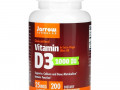 Jarrow Formulas, витамин D3, холекальциферол, 25 мкг (1000 МЕ), 200 мягких таблеток