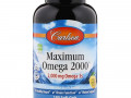 Carlson Labs, Maximum Omega 2000, натуральный лимон, 2000 мг, 180 мягких таблеток
