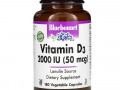 Bluebonnet Nutrition, витамин D3, 50 мкг (2000 МЕ), 180 растительных капсул