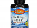 Carlson Labs, Elite Omega-3 с витаминами D и K, натуральный вкус лимона, 60 мягких таблеток