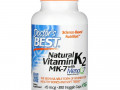 Doctor's Best, натуральный витамин K2 MK-7 с MenaQ7, 45 мкг, 180 вегетарианских капсул