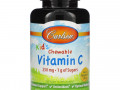Carlson Labs, Kid's, жевательный витамин C, натуральный мандарин, 250 мг, 60 вегетарианских таблеток