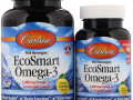 Carlson Labs, EcoSmart Omega-3, натуральный ароматизатор «Лимон», 1000 мг, 90 + 30 желатиновых капсул