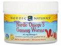 Nordic Naturals, Жевательные червячки Nordic Omega-3 со вкусом клубники, 63 мг, 30 жевательных червячков