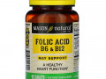 Mason Natural, Фолиевая кислота, B6 и B12, 90 таблеток