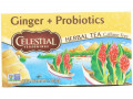 Celestial Seasonings, Травяной чай, имбирь + пробиотики, без кофеина, 20 чайных пакетиков, 1,1 унции (31 г)