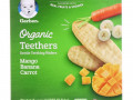 Gerber, органические прорезыватели, вафли для мягкого прорезывания зубов, от 7 месяцев, манго, банан, морковь, 12 пакетиков по 2 вафли в каждом