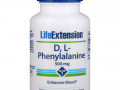 Life Extension, D, L-фенилаланин, 500 мг, 100 вегетарианских капсул
