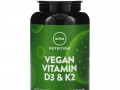 MRM, веганские витамины D3 и K2, 62,5 мкг (2500 МЕ), 60 веганских капсул