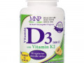 Michael's Naturopathic, витамин D3, с витамином K2, вкус натурального абрикоса, 125 мкг (5000 МЕ), 90 вегетарианских жевательных таблеток
