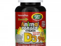 Nature's Plus, Source of Life, Animal Parade, витамин D3, без сахара, с натуральным вкусом черешни, 12,5 мкг (500 МЕ), 90 таблеток в форме животных