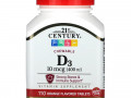 21st Century, витамин D3, в жевательной форме, апельсиновый вкус, 100 мкг, (400 МЕ), 110 таблеток