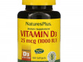 Nature's Plus, Витамин D3, 25 мкг (1000 МЕ), 180 капсул