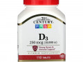 21st Century, Витамин D3, 250 мкг (10 000 МЕ), 110 таблеток