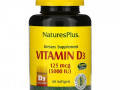 Nature's Plus, витамин D3, 125 мкг (5000 МЕ), 60 мягких таблеток