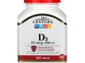 21st Century, Витамин D3, 25 мкг (1.000 МЕ), 300 таблеток