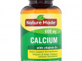 Nature Made, Кальций с витамином D3, 600 мг, 100 мягких таблеток