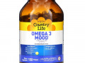 Country Life, Omega 3 Mood, с натуральным вкусом лимона, 180 мягких желатиновых капсул