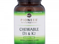 Pioneer Nutritional Formulas, жевательные витамины D3 и K2, натуральная мята, 90 жевательных таблеток