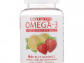 Coromega, Омега-3, жевательный мармелад для взрослых со вкусом фруктов, апельсин, лимон, клубника, 60 фруктовых жевательных таблеток
