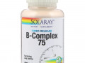Solaray, B-Complex 75, комплекс с витаминами группы B медленного высвобождения, 100 вегетарианских капсул