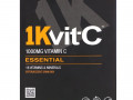 1Kvit-C, Essential, витамин C, шипучая смесь для напитка, натуральный апельсиновый вкус, 1000 мг, 3 пакетика по 6,90 г (0,24 унции)