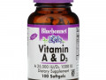 Bluebonnet Nutrition, витамины A и D3, 100 капсул
