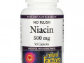Natural Factors, Ниацин, не вызывающий покраснения кожи, 500 мг, 90 капсул