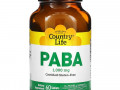 Country Life, Пара-аминобензойная кислота (ПАБК) с замедленным высвобождением, 1000 мг, 60 таблеток