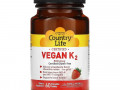 Country Life, Certified Vegan K2, Strawberry, 500 mcg, 60 Chewable Tablets