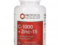 Protocol for Life Balance, C-1000 + Zinc-15, 120 вегетарианских капсул