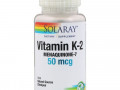 Solaray, витамин K2, менахинон-7, 50 мкг, 60 вегетарианских капсул