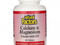Natural Factors, цитрат кальция и магния с витамином D3, 90 таблеток