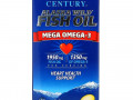 21st Century, жир из дикой аляскинской рыбы, мега-омега-3, 1950 мг/1350 мг, 90 капсул, покрытых кишечнорастворимой оболочкой