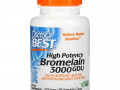 Doctor's Best, высокоэффективный бромелаин, 3000 GDU, 500 мг, 90 растительных капсул