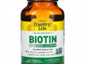 Country Life, Высокоэффективный биотин, 10 мг, 120 веганских капсул