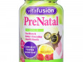 VitaFusion, PreNatal, пренатальная добавка с фолатом и ДГК, с натуральным вкусом малины и лимона, 90 жевательных таблеток