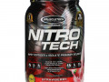 Muscletech, Nitro-Tech, сывороточный изолят + смесь для роста сухой мышечной массы, клубничный вкус, 907 г (2 фунта)
