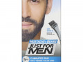 Just for Men, Гель для окрашивания усов и бороды Mustache & Beard, кисточка в комплекте, оттенок черный M-55, 2 шт. по 14 г