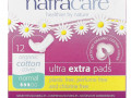 Natracare, Ultra Extra прокладки, поверхность из органического хлопка, обычные, 12 штук