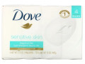 Dove, Косметическое мыло для чувствительной кожи, без отдушек, 4 шт. по 106 г (3,75 унции)