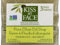 Kiss My Face, Pure Olive Oil Soap, Fragrance Free, 3 Bars, 4 oz (115 g) Each