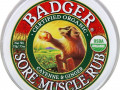 Badger Company, Sore Muscle Rub, мазь от боли в мышцах с кайенским перцем и имбирем, 21 г (0,75 унции)
