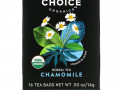 Choice Organic Teas, Herbal Tea, Organic Chamomile, Caffeine-Free, 16 Tea Bags, .50 oz (14 g)