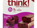 Think !, Высокопротеиновые батончики, шоколадная помадка, 5 батончиков по 60 г (2,1 унции)